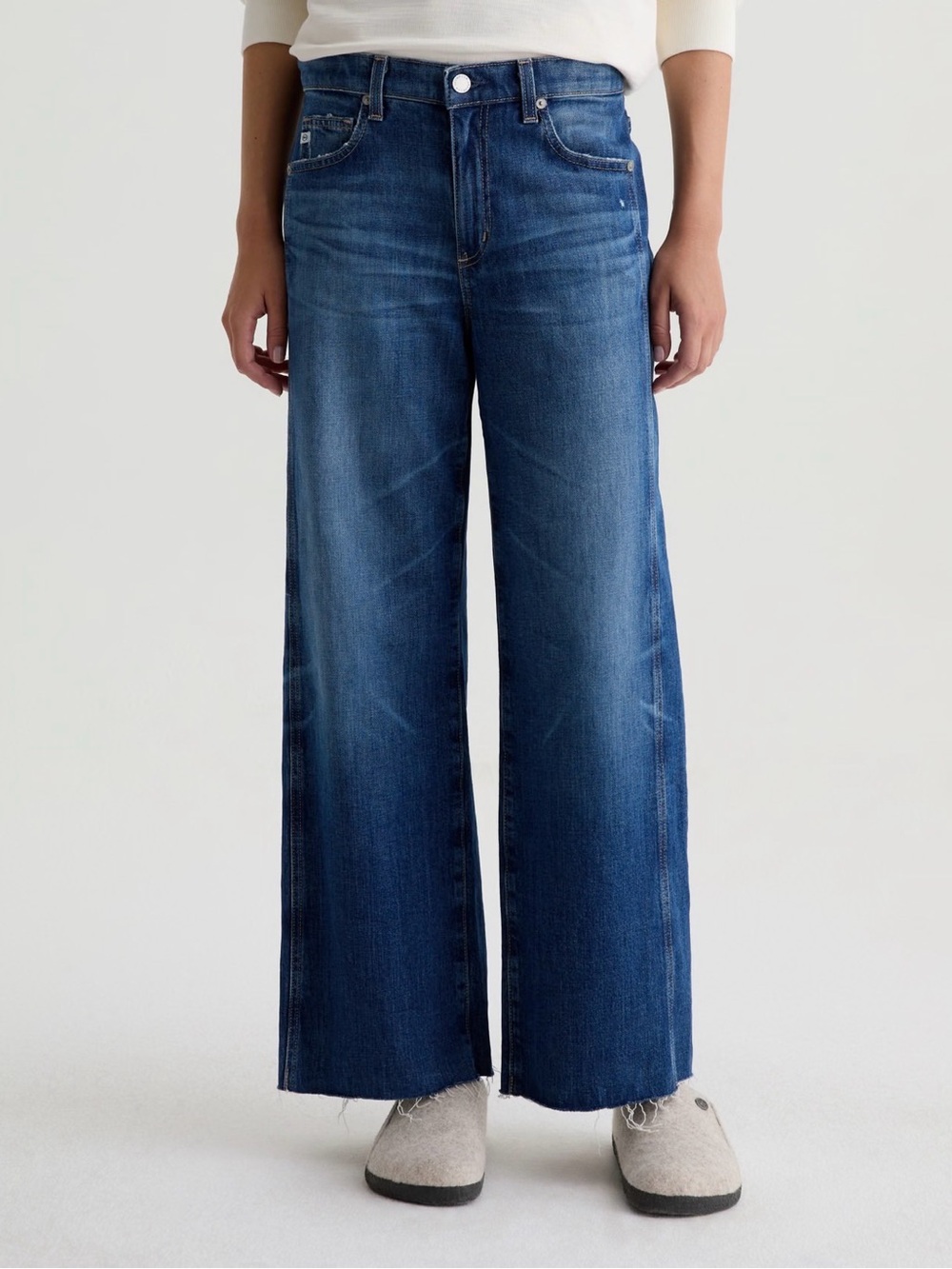 AG Sage Wide Leg Crop Mid Rise Paneled Fit Jean in Watermist